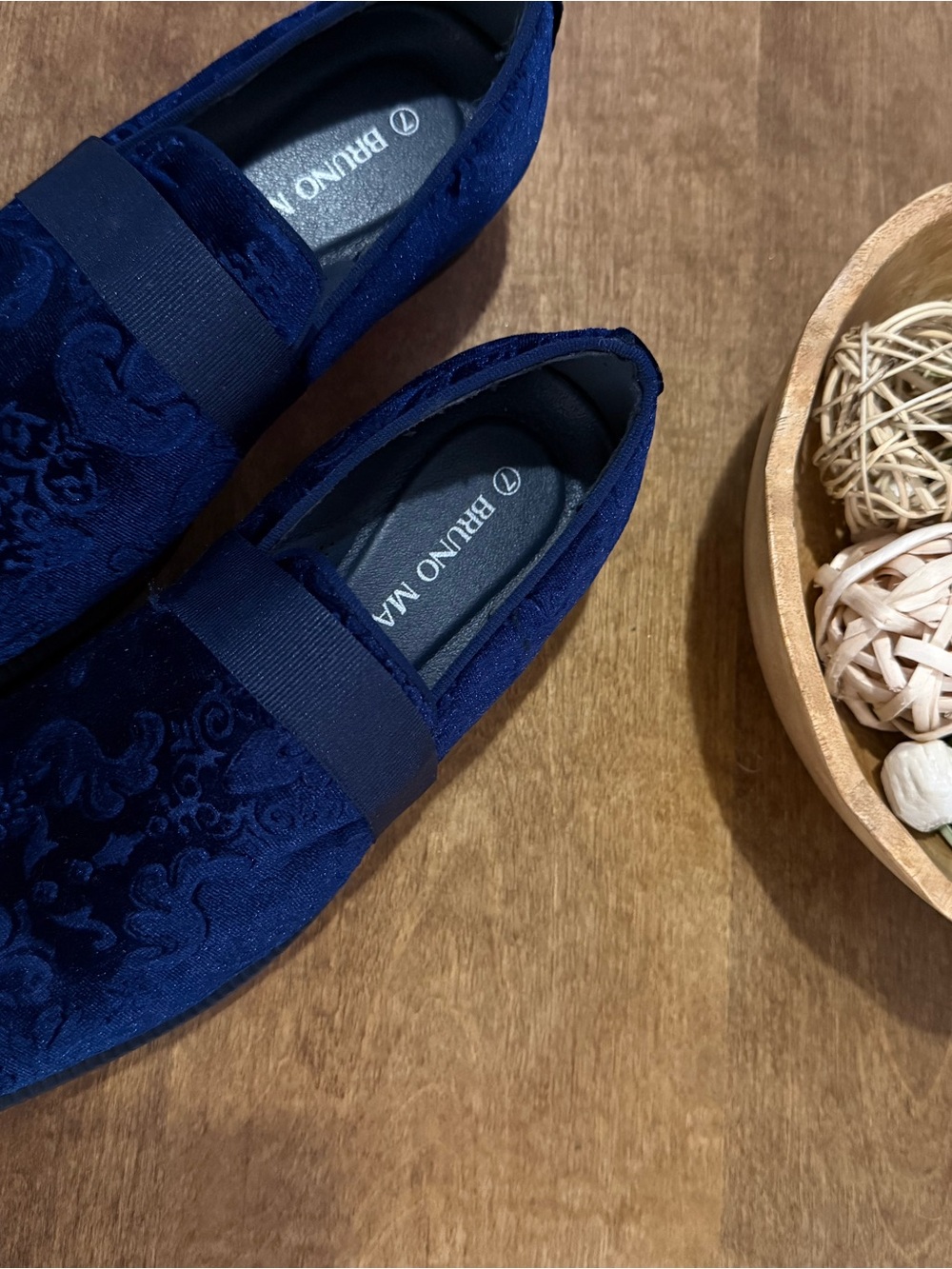 Men’s Navy Velvet Slip-On Loafers
